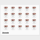 Bright Crimson Red Bourgogne Bloemen Dank u Ronde Sticker (Vel)