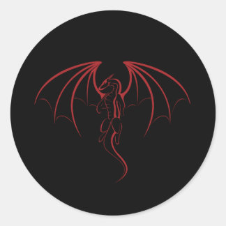 Bright Crimson Red Mythical Dragon Embleem Ronde Sticker