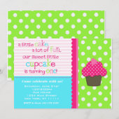 Bright Cupcake 1er anniversaire Invitation à la fê (Devant / Derrière)