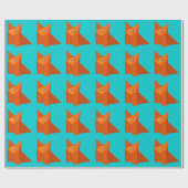 Bright Cute Origami Fox Pattern Cadeaupapier (Vlak)