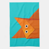 Bright Cute Origami Fox Theedoek (Verticaal)