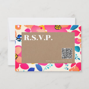 Bright Cutouts Bruiloft QR Code RSVP Kaartje