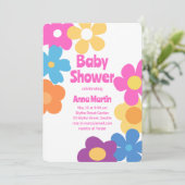 Bright Daisies Baby Shower Invitation Kaart (Staand voorkant)