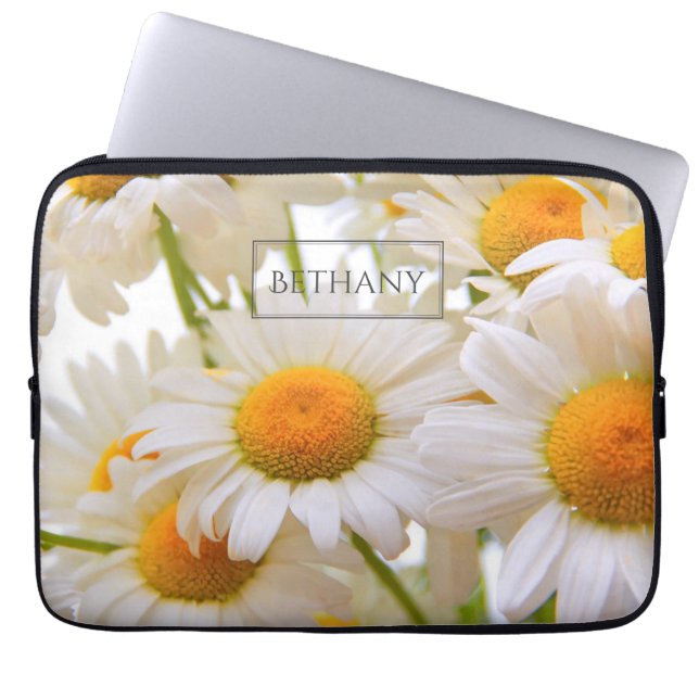Bright Daisies Flowers Elegant gepersonaliseerd Laptop Sleeve (Voorkant)