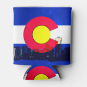Bright Denver Colorado flag skyline koelbox Blikjeskoeler (Voorkant)