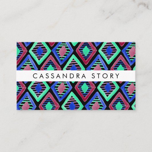 Bright Diamanten Waterverf Modern Pattern Black Visitekaartje (Voorkant)