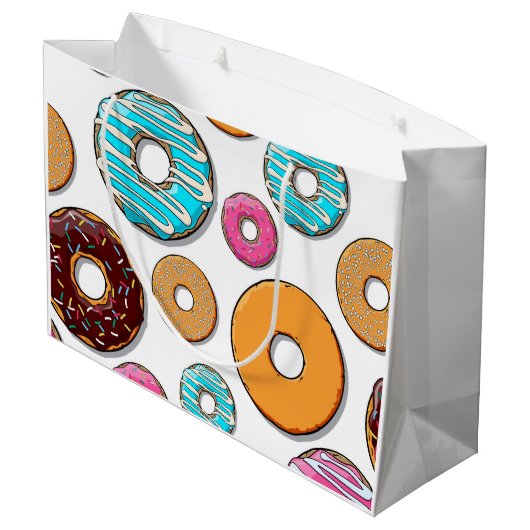 Bright Donut Whimsical Pattern Groot Cadeauzakje (Achterkant Gekanteld)