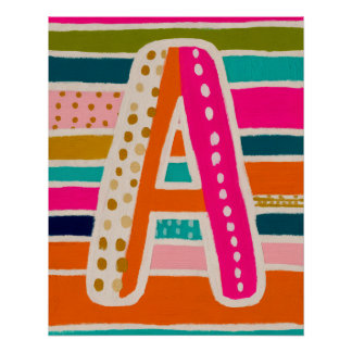 Bright Dopamine Decor Monogram Letter A Poster