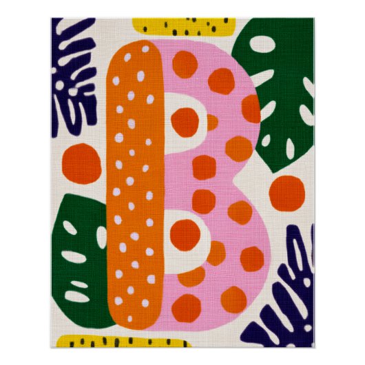 Bright Dopamine Decor Monogram Letter B Poster (Devant)