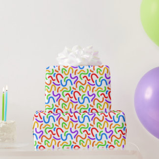 Bright Dopamine Rainbow Squiggles Modern Abstract Cadeaupapier