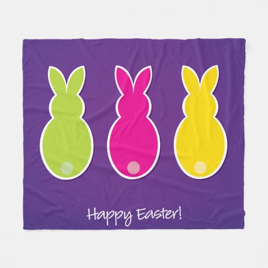 Bright Easter Bunny Silhouette Fleece Deken (Voorkant (Horizontaal))