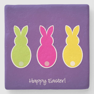 Bright Easter Bunny Silhouette Stenen Onderzetter
