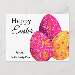 Bright Easter Eggs In Pink and Yellow Briefkaart