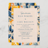 Bright en Citrus bloemenbruiloft Kaart (Voorkant / Achterkant)