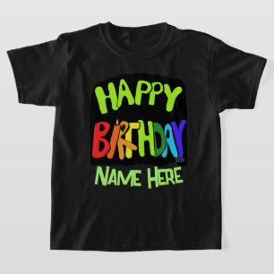 Bright en Happy Birthday Custom Name T-shirt