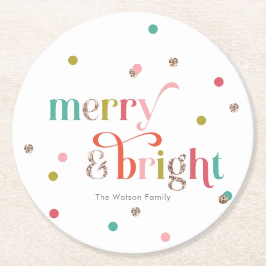 Bright en Merry Holiday Party Onderzetters (Voorkant)