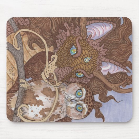 Bright Eyes Owl en Dragon Muismat (Voorkant)