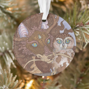 Bright Eyes Owl en Dragon Ornament