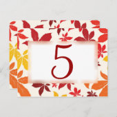 Bright Fall Leaves Numéro de table du Mariage (Devant / Derrière)