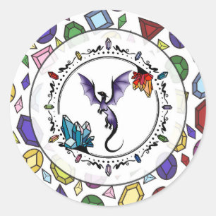 Bright Fantasy Elegante Elegante Amethist Dragon Ronde Sticker