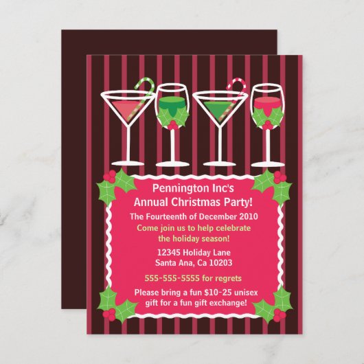 Bright Festive Office Noël Fête Invitation (Devant / Derrière)