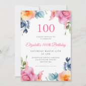 Bright Floral 100e anniversaire Invitation (Devant)