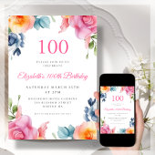 Bright Floral 100e anniversaire Invitation