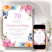 Bright Floral 70th Birthday Invitation