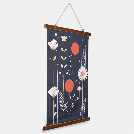 Bright Floral abstracte kunst Hangend Wandkleed (Gebogen)