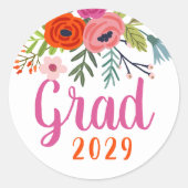 Bright Floral Afstuderen Ronde Sticker (Voorkant)