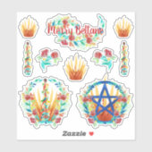 Bright Floral Beltane Fire & Maypole Pagan Kinder Sticker (Vel)