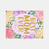 Bright Floral Best Mam Ever Moederdag Fleece Deken (Voorkant (Horizontaal))