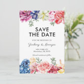 Bright Floral Bewaar de datum bruiloft uitnodiging (Staand voorkant)