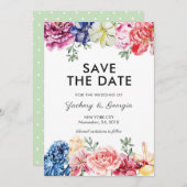 Bright Floral Bewaar de datum bruiloft uitnodiging (Voorkant / Achterkant)