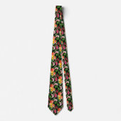 BRIGHT FLORAL BLOOMS OP BLACK MANNEN STROPDAS (Voorkant)