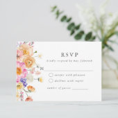 Bright Floral Botanical Moderne Mariage Carte RSVP (Debout devant)