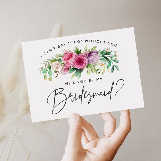 Bright Floral Bridesmaid Kaart