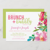 Bright Floral Brunch and Bubbly Invitation (Devant / Derrière)