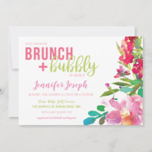 Bright Floral Brunch en Bubble Invitation