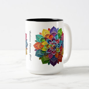 "Bright Floral Burst" Tweekleurige Koffiemok