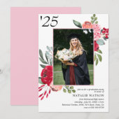 Bright Floral Class of 2025 Foto Afstuderen Kaart (Voorkant / Achterkant)