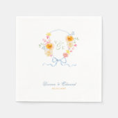 Bright Floral Crest Monogram Spring Wedding Servet (Voorkant)