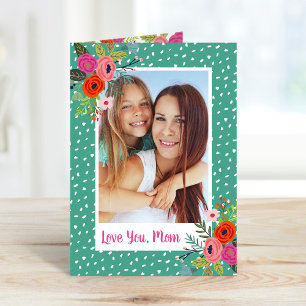 Bright Floral Custom Carte photo de la fête des mè