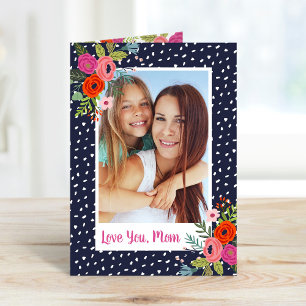 Bright Floral Custom Carte photo de la fête des mè
