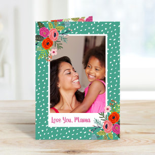 Bright Floral Custom Carte photo de la fête des mè