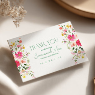 Bright Floral Dank u kaart Kleurrijke douche