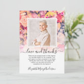 Bright Floral Dank u Verdieping Foto Bedankkaart (Staand voorkant)