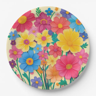 Bright Floral Design voor speciale kleurrijke even Papieren Bordje