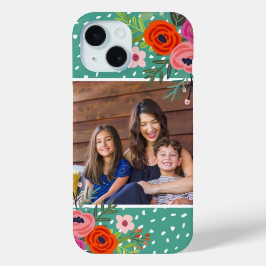 Bright Floral en Stippen Custom Foto Case-Mate iPhone Case (Achterkant)