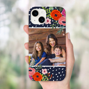 Bright Floral en Stippen Custom Foto Case-Mate iPhone 14 Hoesje